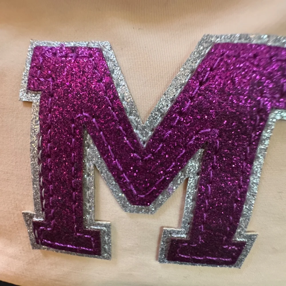 NEW PINK Peach Waist Fanny Shoulder Pack Bag MONOGRAM “M” with Purple Glitter
